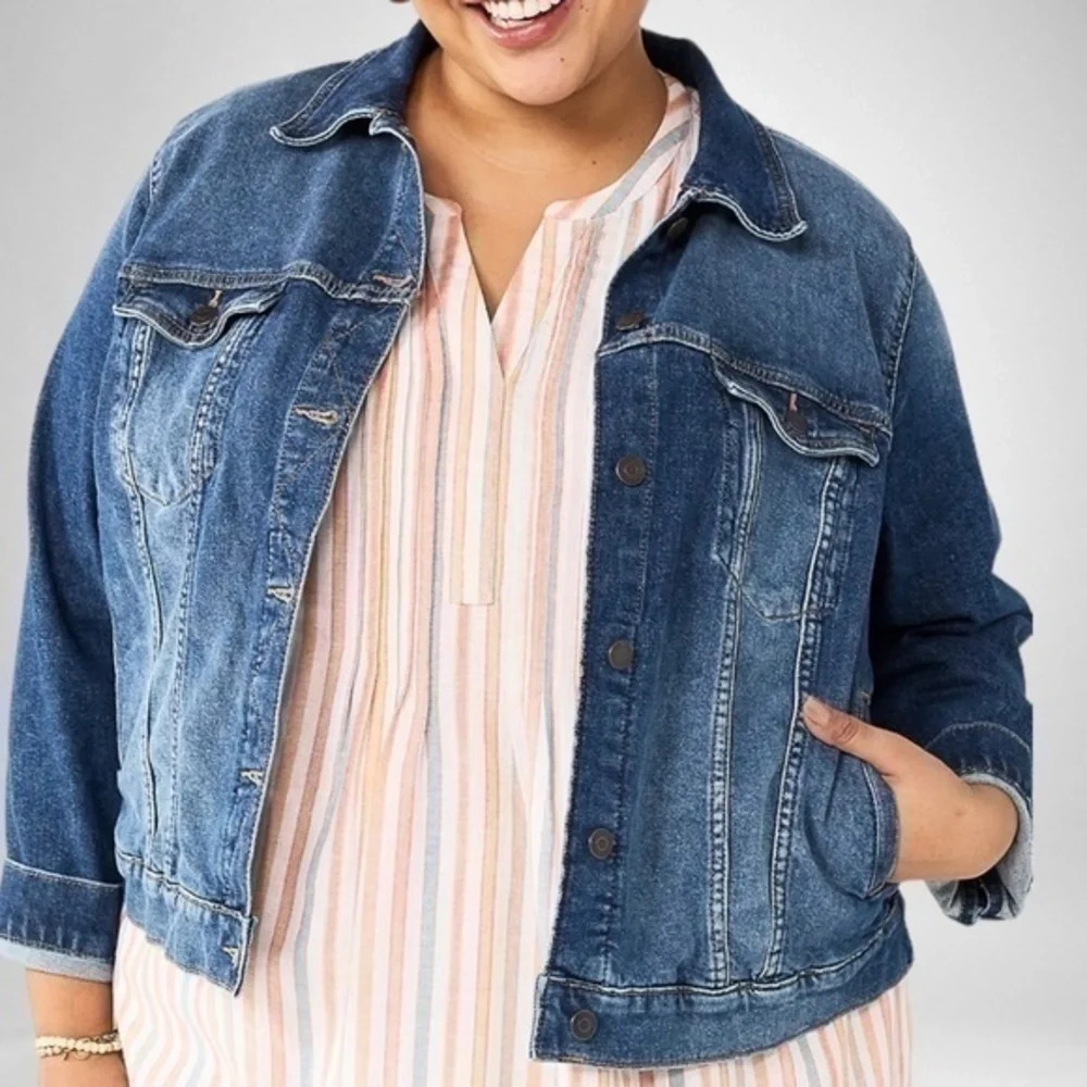 Plus Size Sonoma Goods for Life 3x Premium Denim Trucker Jacket NEW 3X